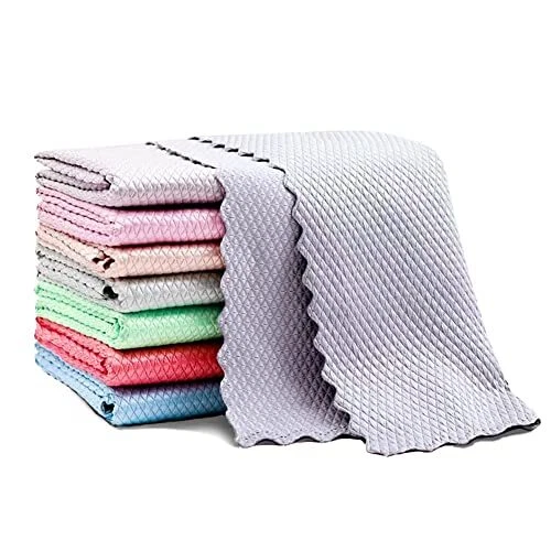 AMERSIS Streak Free Fish Scale Reusable Easy Clean Cloth, Nanoscale Cleaning Clo