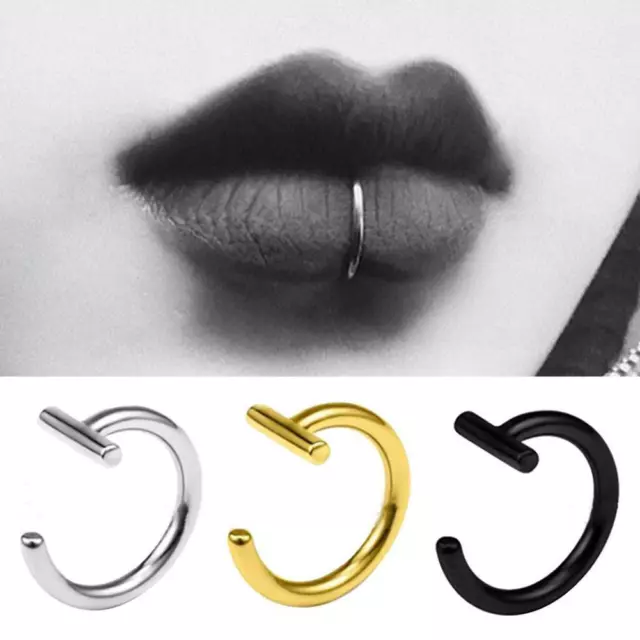 Lip Rings Fake Spring Clip On Nose Rings Fake Lip Hoop Rings Body Piercing I4G8