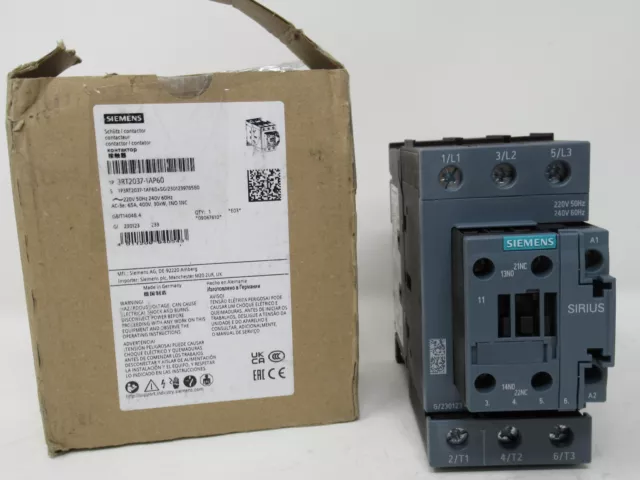 Siemens 3Rt2037-1Ap60 65 Amp - 400V - 3 Pole Contactor