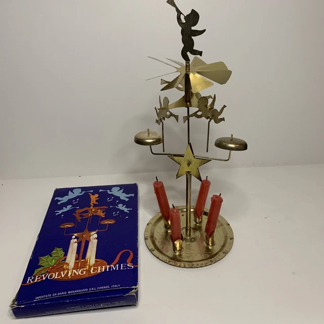 VINTAGE ANGEL CHIMES Revolving Candle Holder brass Christmas $39.99