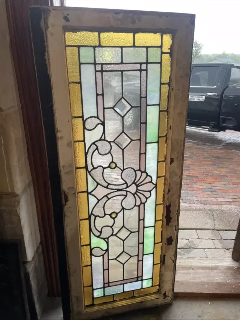 SG 4087 Antique Stained Glass transom window 21.25 x 50.25