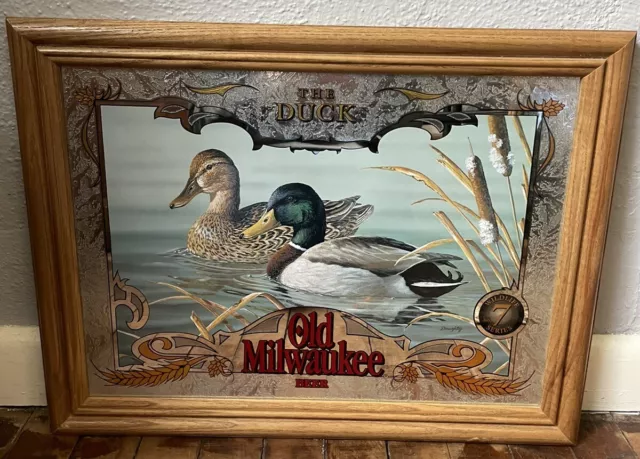 Old Milwaukee Beer Mirror Wildlife Series #7 "The Duck" Mallard Beer Sign