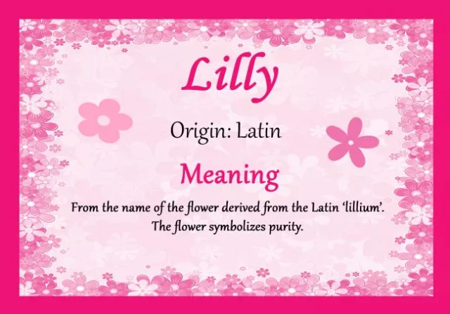 Lilly Personalised Name Meaning Certificate