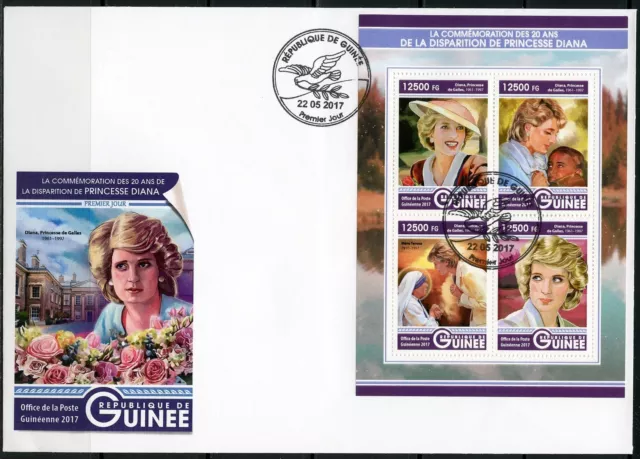 Guinea 2017 20th Gedenken Von Prinzessin Diana Blatt FDC