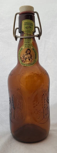 Grolsch Lager Brown Beer Bottle - 16 oz, with Porcelain Swing Top Lid