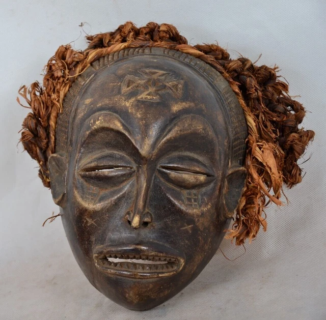 African tribal art,   Chokwe Mask Mwana Pwo with Headdress African Art
