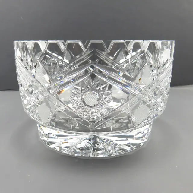 ABP Cut Crystal Glass Saw Tooth Pedestal Bowl American Brilliant Period Pinwheel