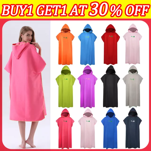 Unisex Beach Robe Towel Hooded Changing Quick Dry Towel Poncho Bathrobe Summer