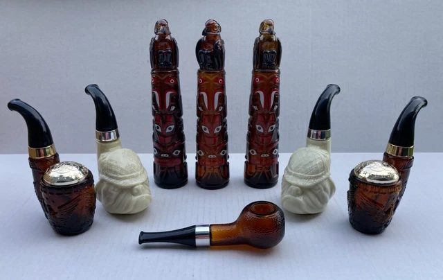 8 Avon Empty Bottles Lot G Pipes & Totem Poles