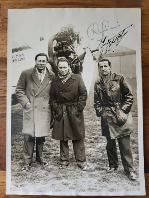 Les aviateurs TOUGE, REGINENSI et LENIER Photo Agence Rol 1932 avec Autographes