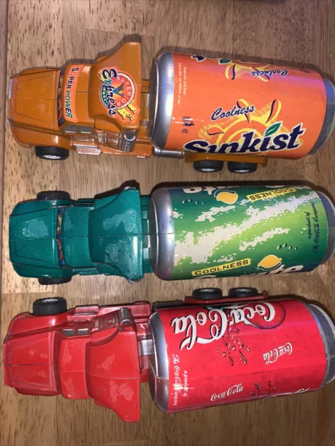 Vintage Coca-Cola Sprite Sunkist Soda Can Cisterna Carrelli Frizione Giocattolo