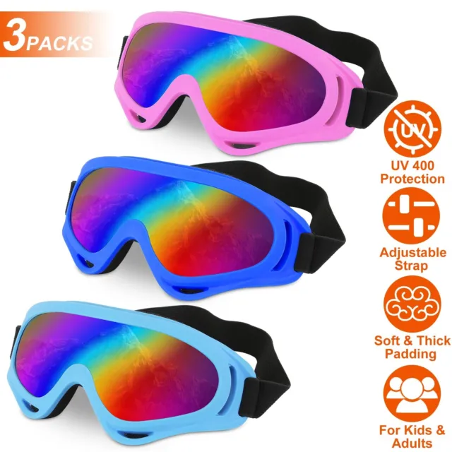 3Packs Winter Sports Goggles Snow Ski Snowmobile Snowboard