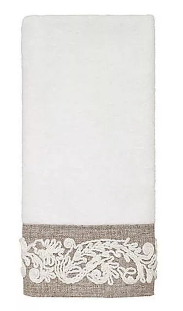 Avanti Coventry Fingertip Towel Embroidered White Bathroom 18x11"