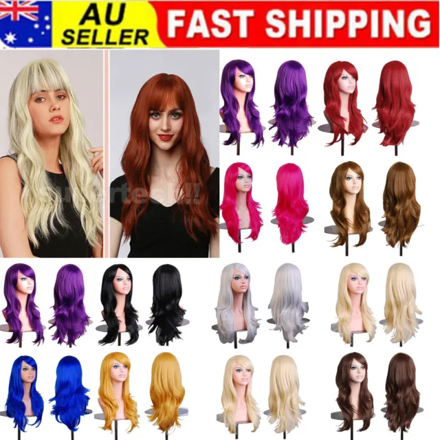 70cm Long Curly Hair Wig Wigs Wavy Full Cap Girl Party Synthetic Cosplay Women