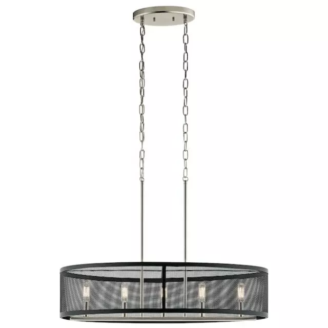 Kichler Edmund 5 Light Linear Pendant Brushed Nickel W/ Satin Black Metal Shade