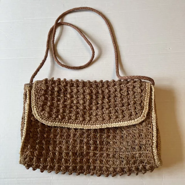 Mar Y Sol Crossbody Raffia Clutch Bag Purse Brown Madagascar