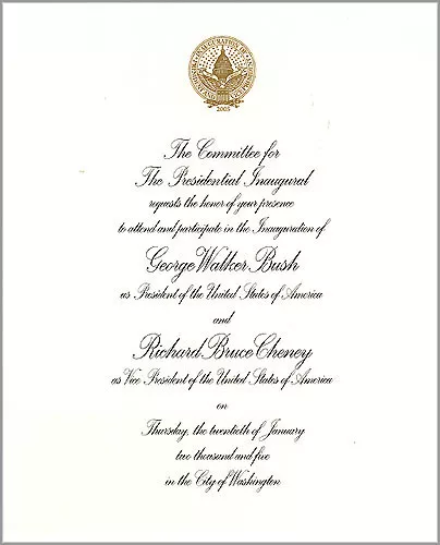 Official 2005 Bush Cheney Inauguration Invitation (6151)