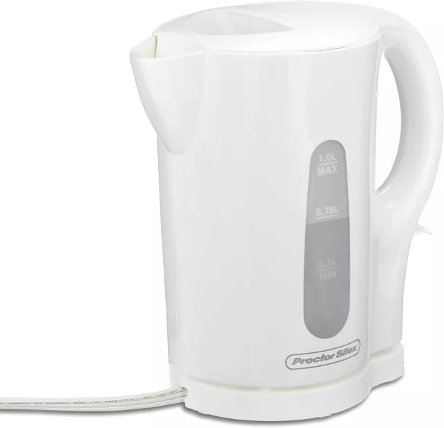 Proctor Silex K2070YA Electric Counter Top Automatic Kettle 1 Liter White