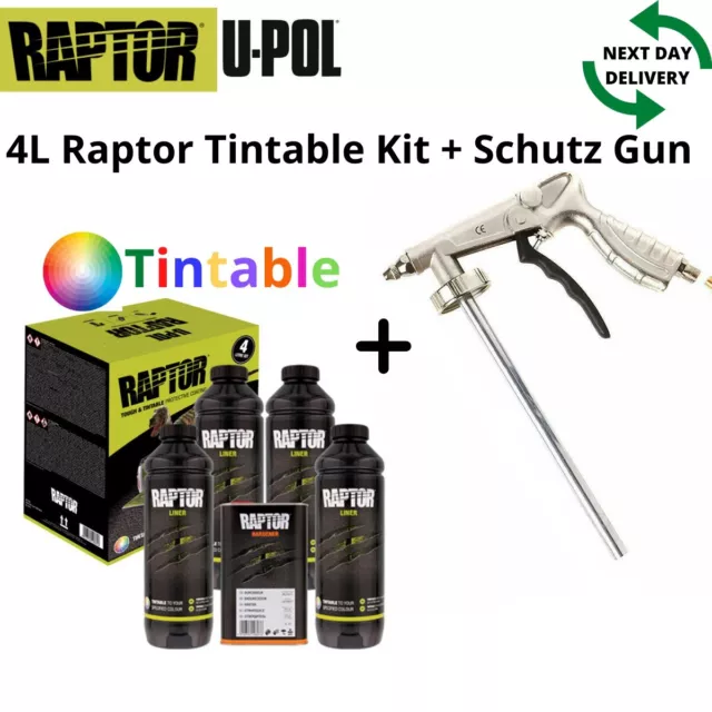 UPOL RAPTOR *TINTABLE* 4L KIT + *SPRAY GUN*  Bed Liner TOUGH COATING U-POL(NEW)