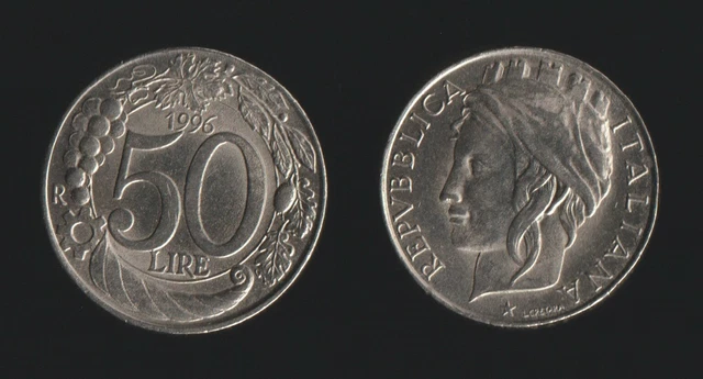 Monnaie République Italienne 50 Lires 1996 - Erreur De Frappe Rare, Collection Numismatique