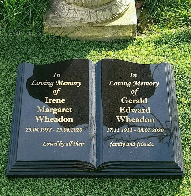 PERSONALISED SANDBLASTED GRANITE Open Book Bible Memorial Grave Plaque
