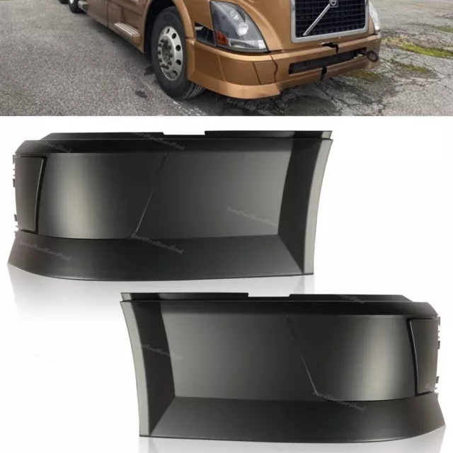 Volvo VNL 2004-2015 L R Side Extension Corner Bumper w/o Fog Light Hole Set Pair