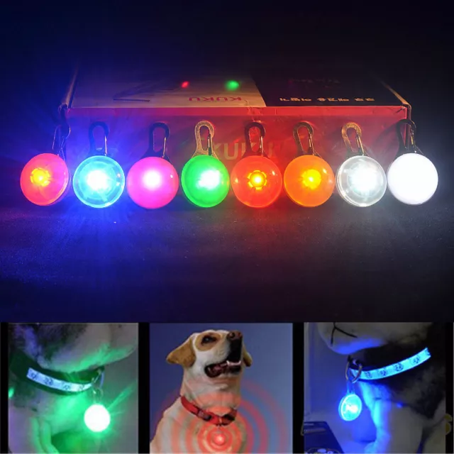 Pet Dog Cat LED Flashing Collar Tag Clip Buckle Safety Night Light Pendant ST842