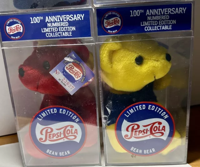 Vintage 1999 Pepsi-Cola 100th Anniversary Promo Set Of 4 Bean Bears - Sealed 3