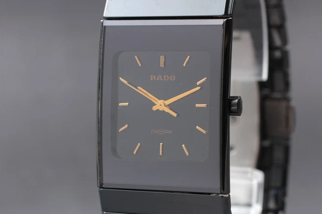 *NEAR MINT* Vintage RADO Diastar Ceramic 205.0295.3 Black Quartz Unisex Watch
