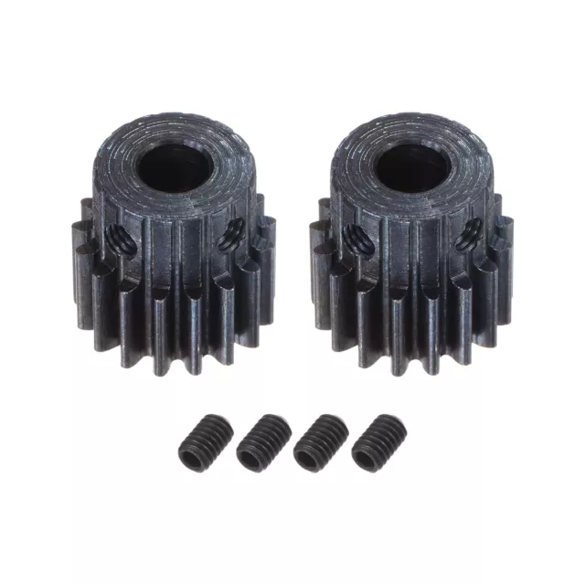 1Mod 17T Pinion Gear 6mm Bore 45# Steel Motor Rack Spur Gear with Step, 2 Set