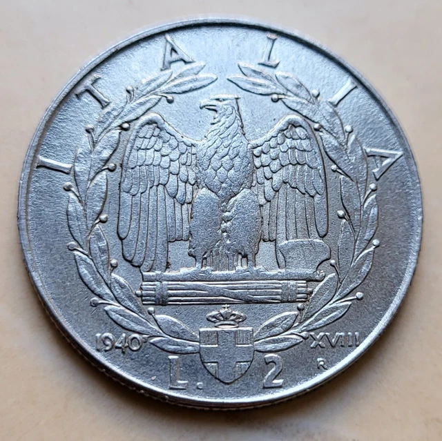 🧭 🇮🇹 ITALY 2 Lira 1940. Rare coin!