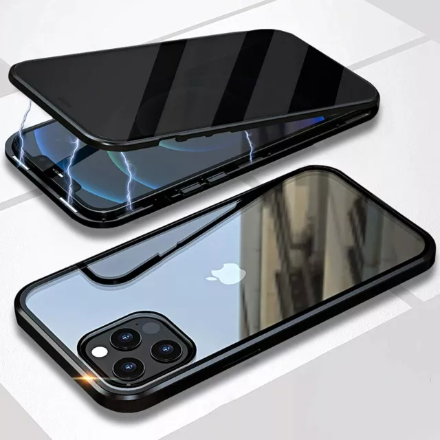 für iPhone 12 11 Pro Max Anti-Spy Handy Hülle Magnet 360 Grad Schutzhülle Case