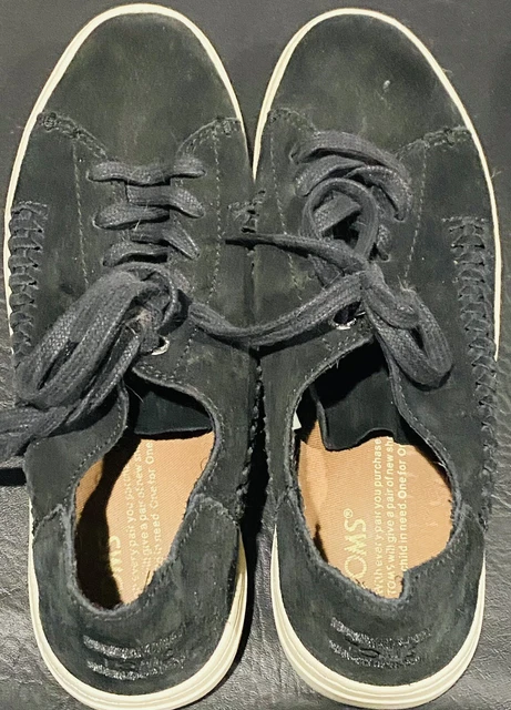 TOMS Women's Lenox Black Shoes Woven Suede Sneakers Size 8 - Lightly Worn