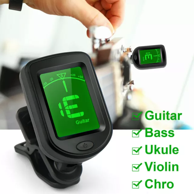 LCD Clip on Chromatic Acoustic Electric Guitar Bass Ukulele Banjo Violin Tuner