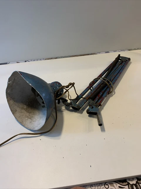 Lampe De Bureau / Atelier Vintage Métal Et Plastique - XXe Siècle