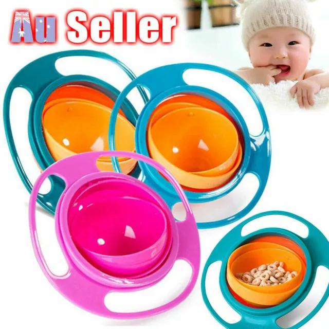 360° Non-Spill Rotating Toddler Gyro Avoid Food Spilling Baby Feeding Bowl Kids
