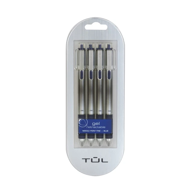 TUL Gel Pens, Retractable, Needle Point, 0.5 mm, Blue Barrel, Blue Ink, Pack ...