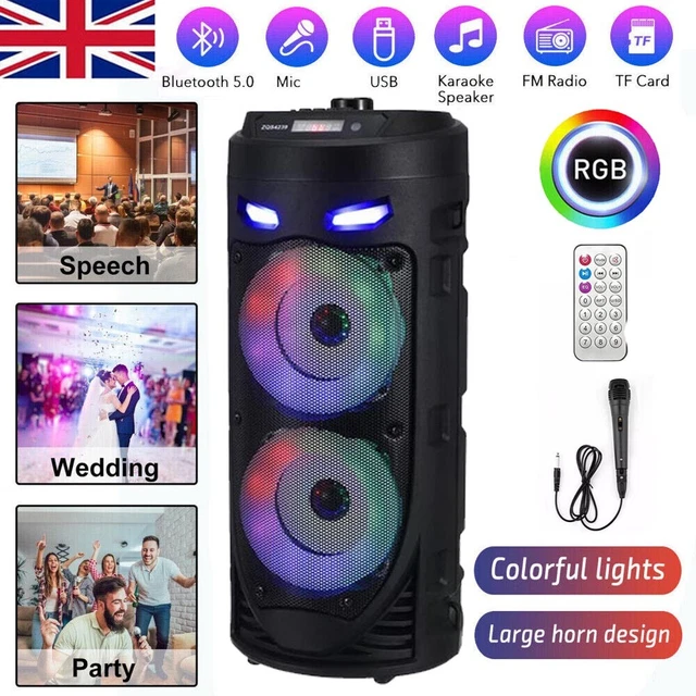 WIRELESS PORTABLE BLUETOOTH Speaker RGB Subwoofer Heavy Bass Sound ...