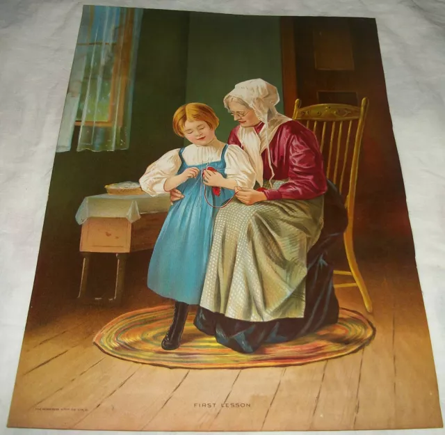 ANTIQUE VINTAGE 30s-40s LOVELY PRINT FIRST LESSON HENDERSON LITHO 11 3/4" X 16"