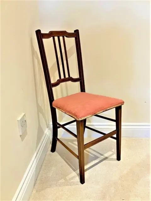 Antique Edwardian inlaid mahogany bedroom/hall chair  - (Ref 23.8.010)