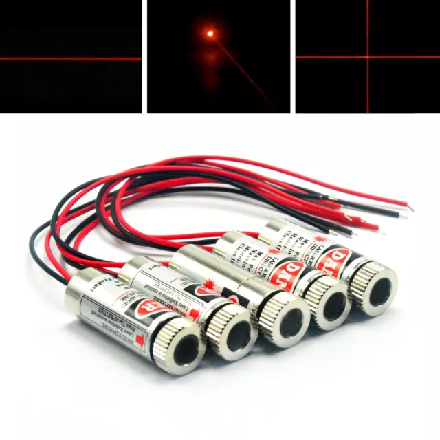 5pcs 650nm 10mW Red Focusable Dot Line Cross Laser Diode Module 3-5V 12x35mm
