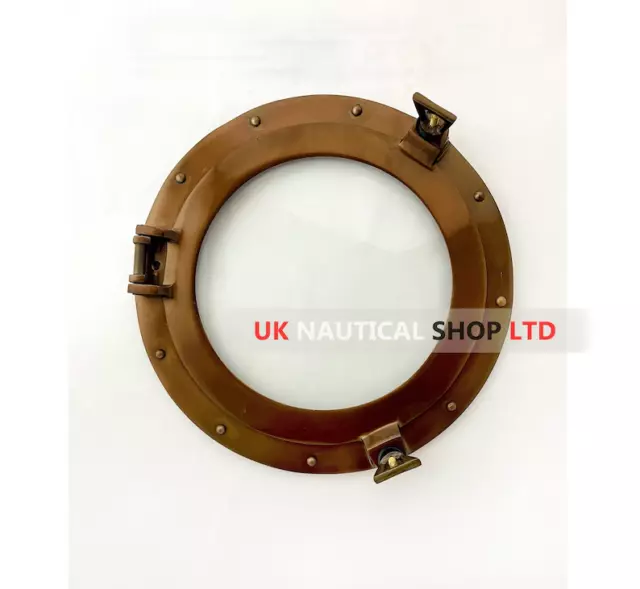Nautical porthole with transparent glass | Copper plated ship window round 24"