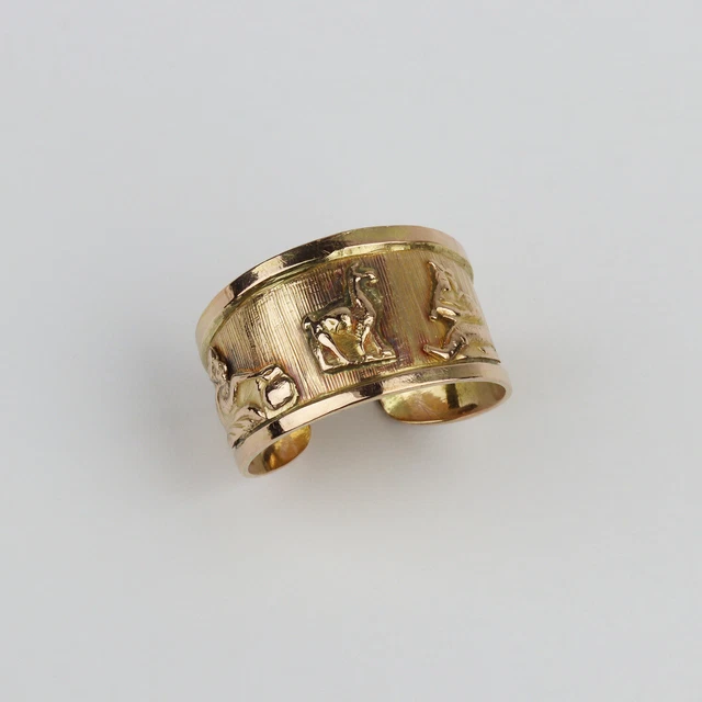 VINTAGE PERUVIAN 18K Yellow Gold Unisex Cigar Band Ring Size 8 $399.00 ...