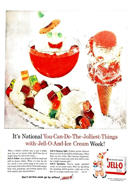 May 25 1959 Print Ad JELL-O and Ice Cream Approx. sz 14x10