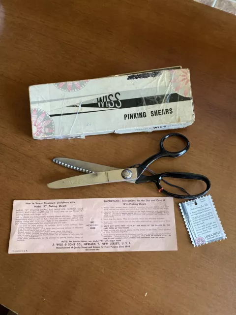 Pinking Shears WISS Model C Black Handle in Box Vintage J. Wiss & Sons