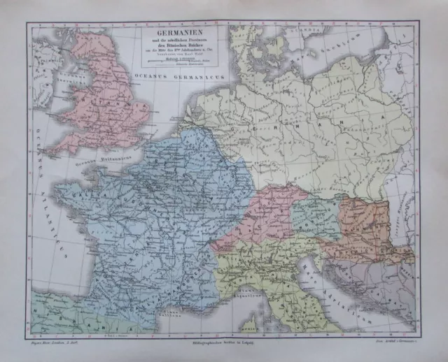 1897 Germanien - alte Landkarte Karte old map