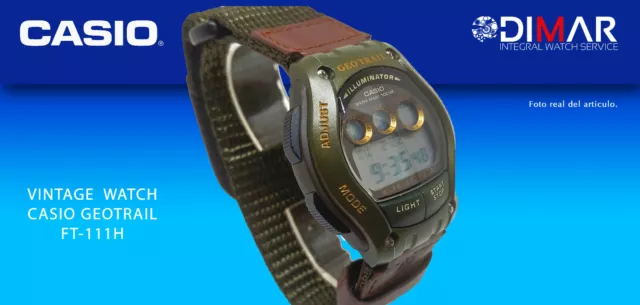 Vintage Casio Geotrail FT-111HL Mountain QW.1966. WR.100, Uhrarmband, Stoff 3