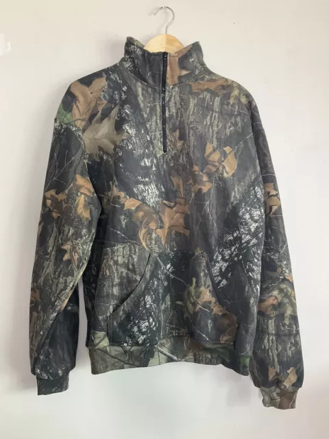 Mossy Oak Hunting Camouflage 1/4 Zip Pullover Sweatshirt Men's M Green