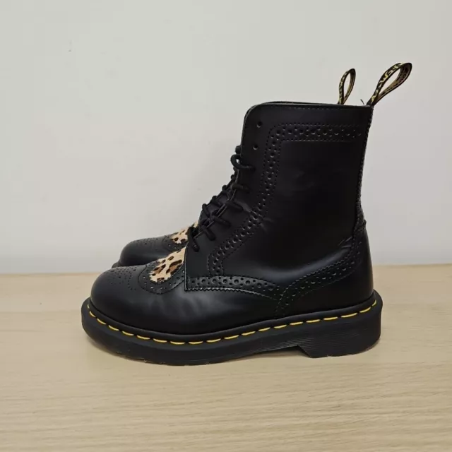 DR MARTENS 1460 Bentley Leopard Heart Black Leather Ankle Brogues Boots Uk 4 159.99 PicClick UK