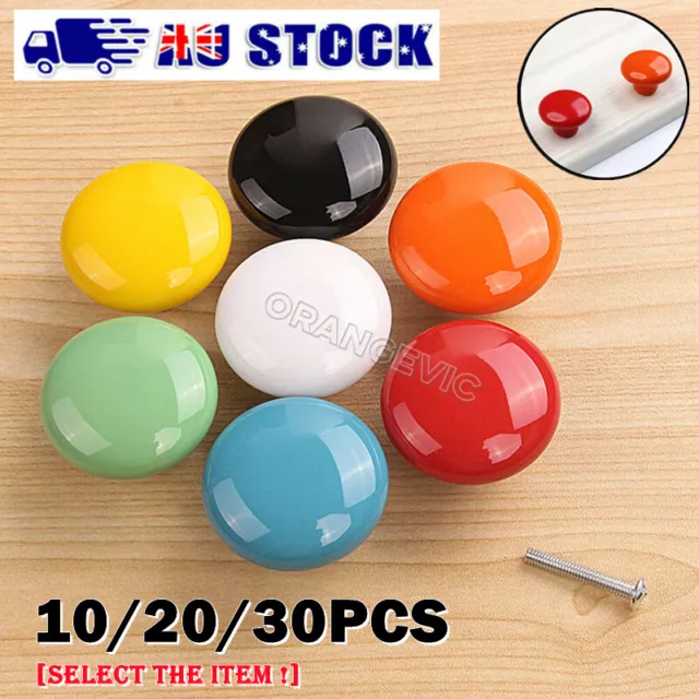 10/30Pcs Ceramic Round Knobs Cabinet Kitchen Cupboard Door Pulls Drawer Handles